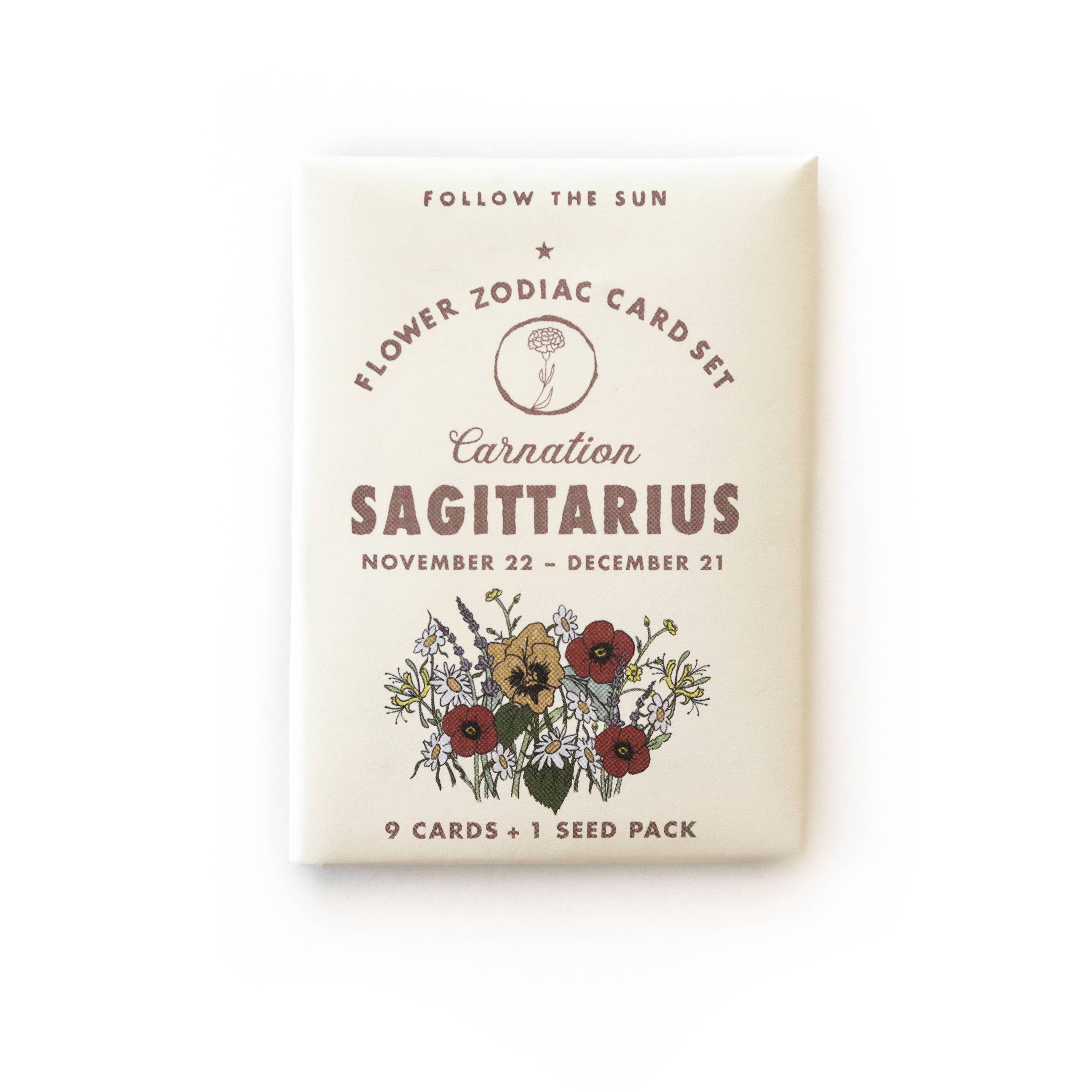 Flower Zodiac Sticker Card Set - Sagittarius Nov 22 - Dec 21