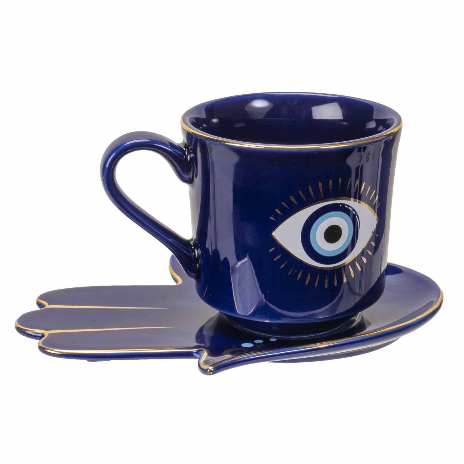 15300 All Seeing Eye Cup and Saucer Set Blue C/36