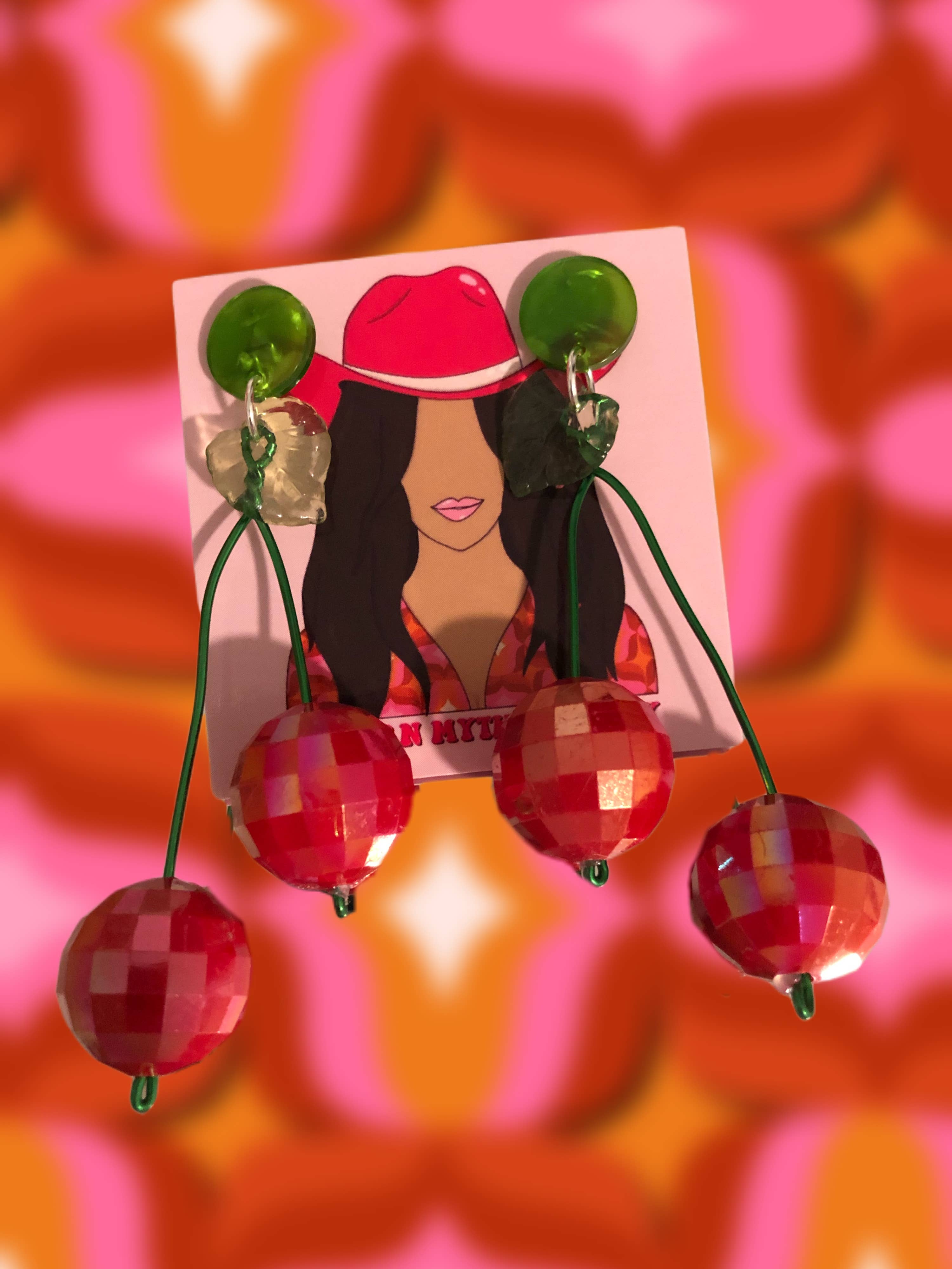 Disco cherry earrings / cherry earrings