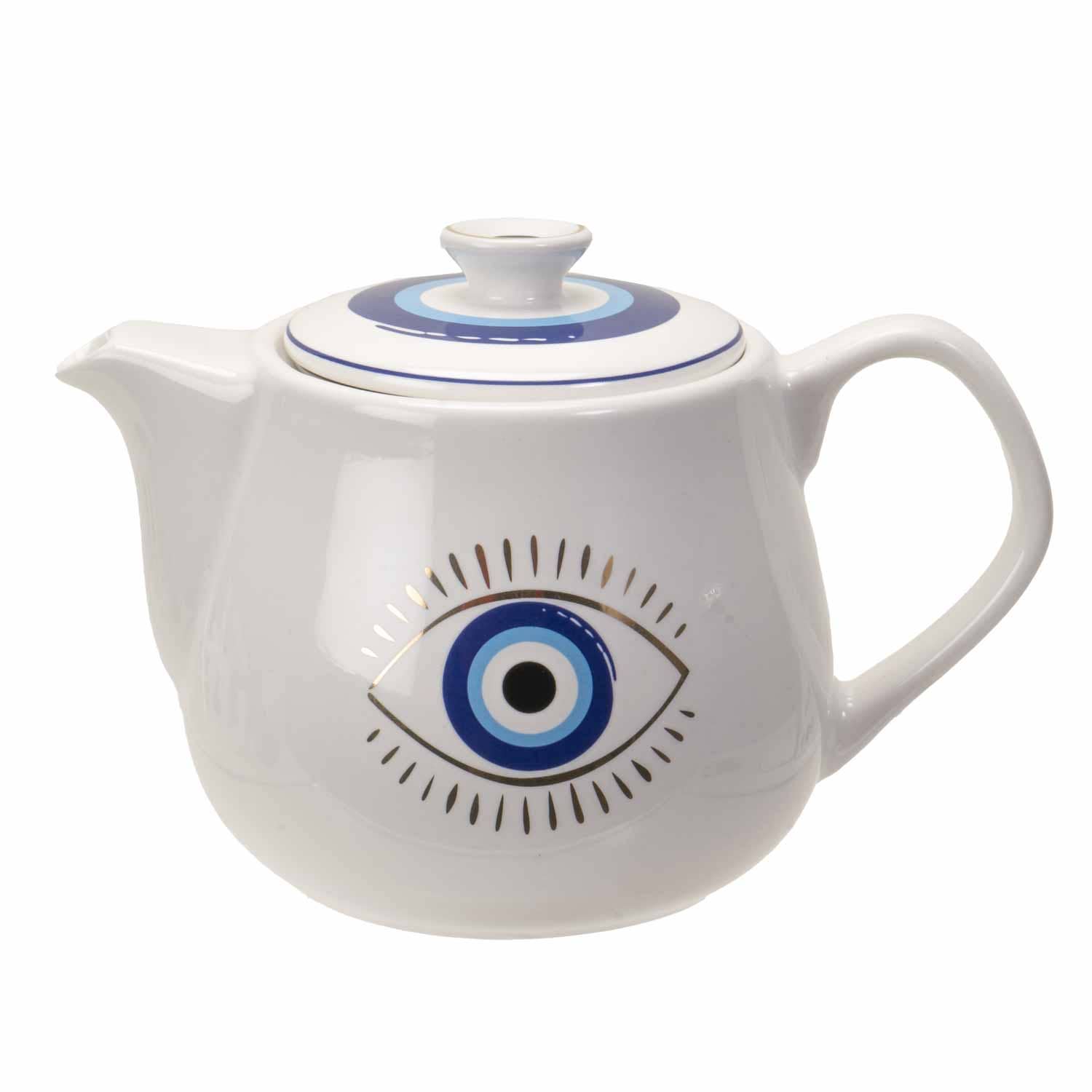 15301 All Seeing Eye Teapot with Strainer White C/36