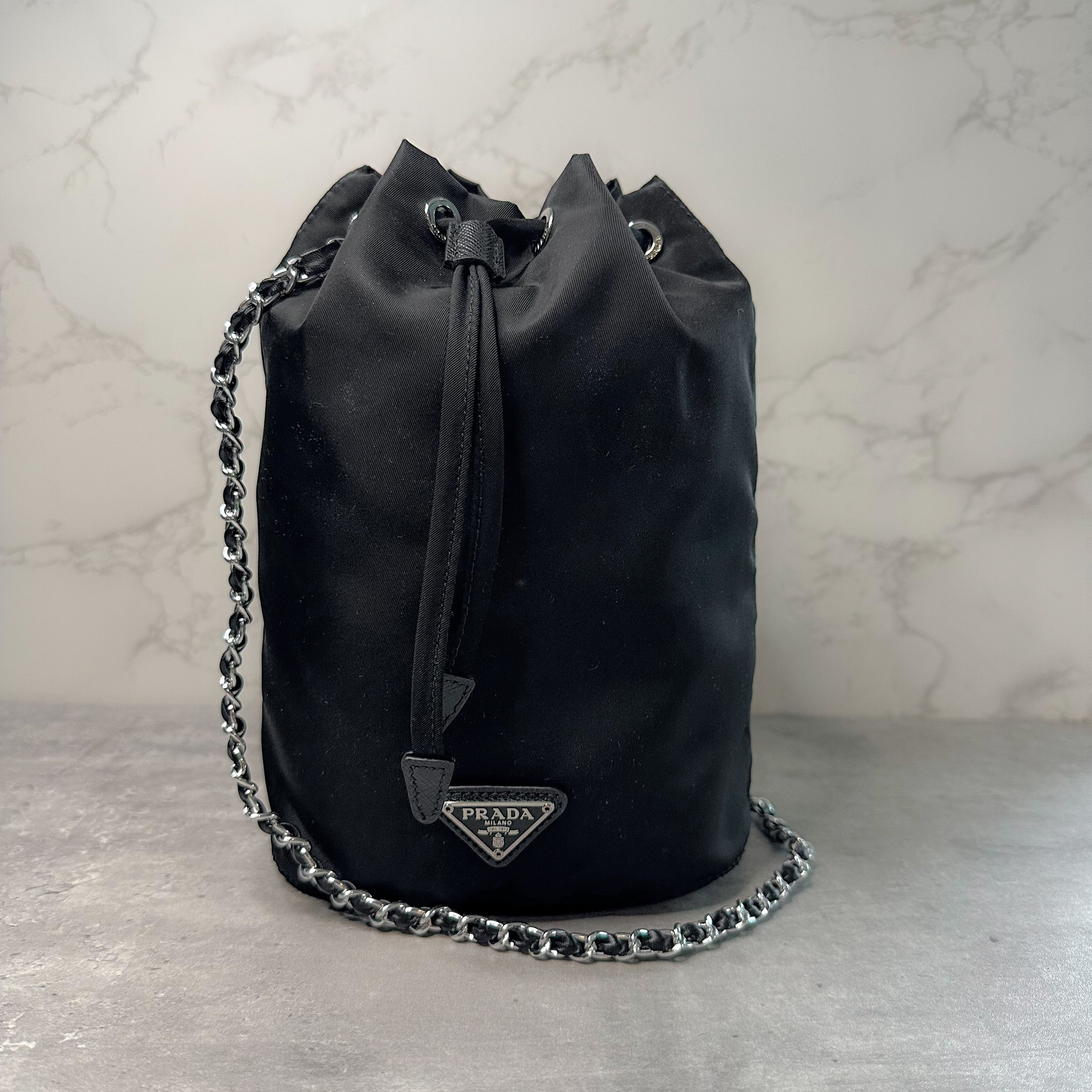 White Leather Bucket Bag | PRADA