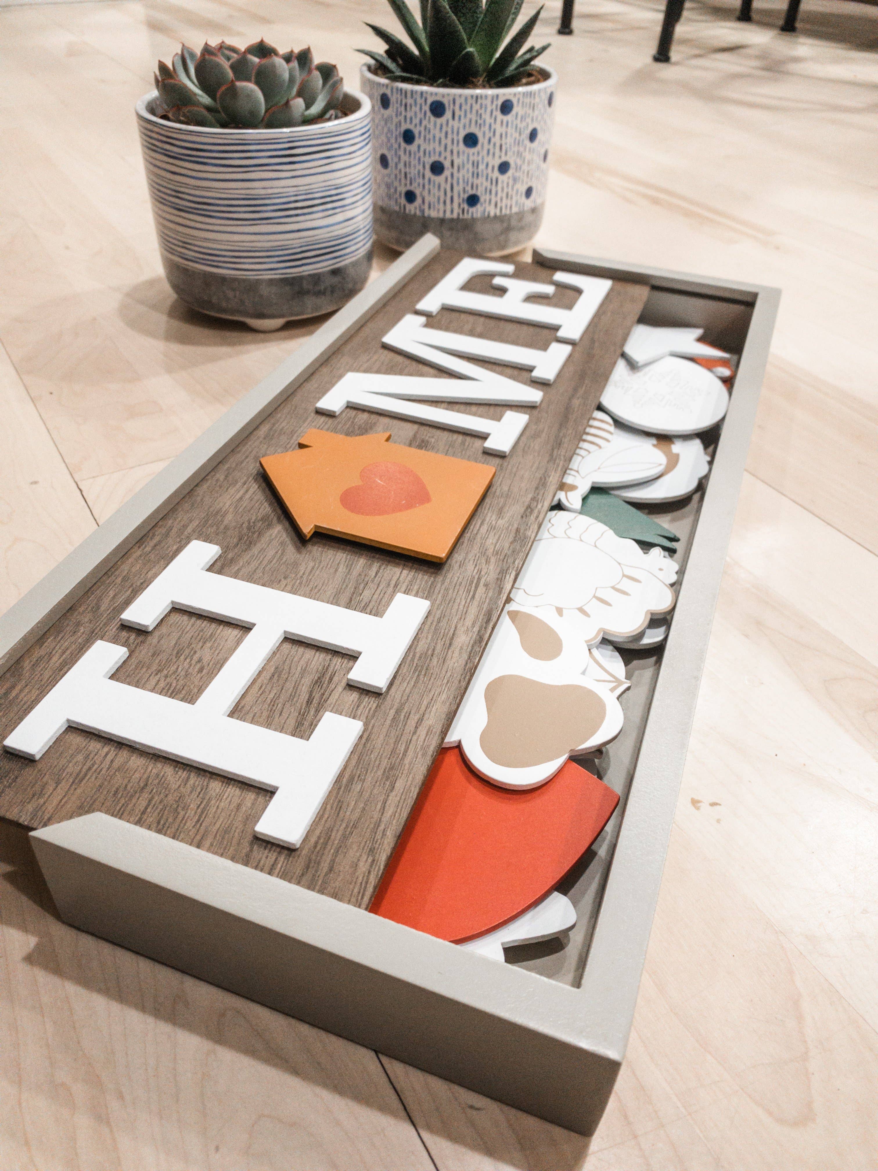 DIY Interchangeable Home Sign with Built-In Storage Box