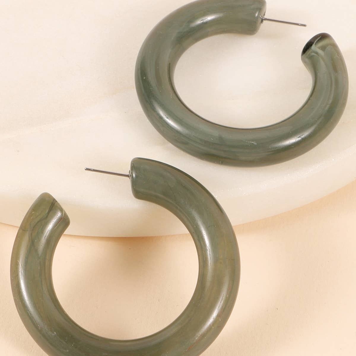 Thick and Chunky Hollow Acetate Hoop Earrings