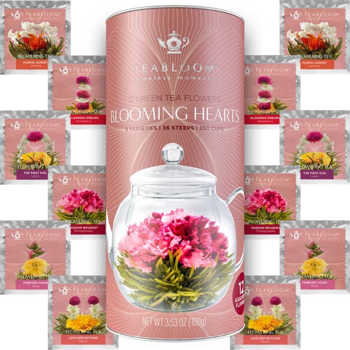 Teabloom Heart-shaped Flowering Teas – 12 Assorted Varieties