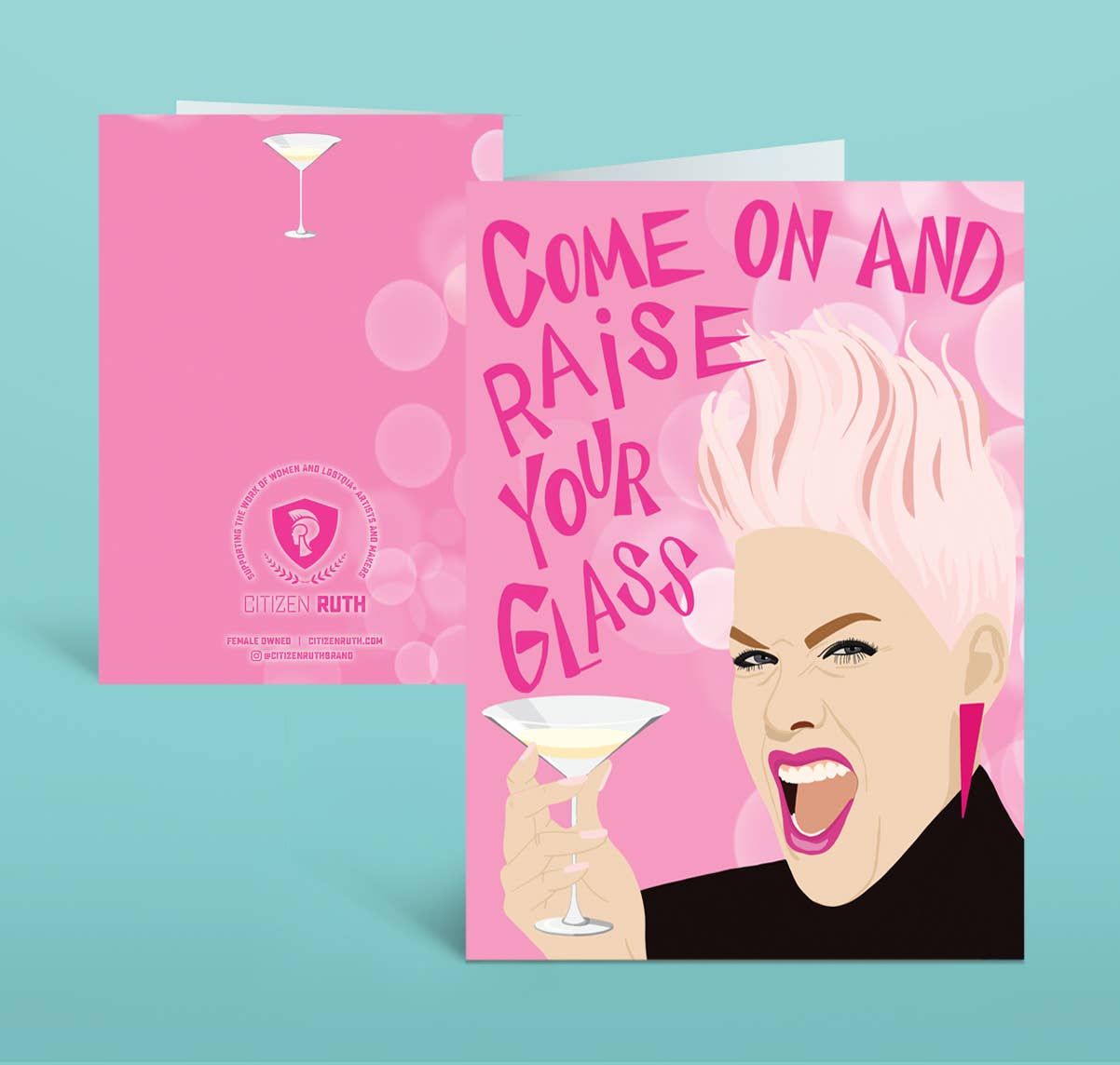 Ala Rasise Card PiNK Raise Your Glass Card